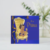 Royal Blue Fancy Etnisch Prince Baby shower Kaart (Staand voorkant)