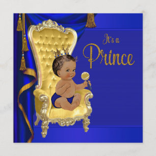 Royal Blue Fancy Etnisch Prince Baby shower Kaart