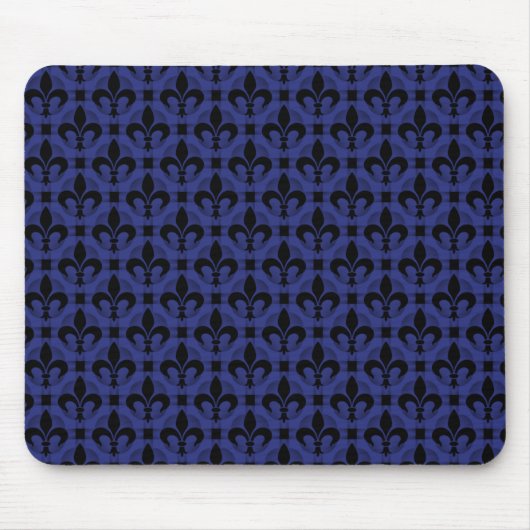Royal Blue Fancy Fleur de lis Mousepad Muismat (Voorkant)