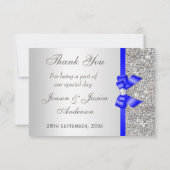 Royal Blue Faux Bow Silver Sequins Hartelijk dank Bedankkaart (Achterkant)