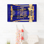 Royal Blue Faux Gold Foil Crown Baby shower Spandoek (Insitu)