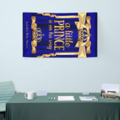 Royal Blue Faux Gold Foil Crown Baby shower Spandoek (Beurs)