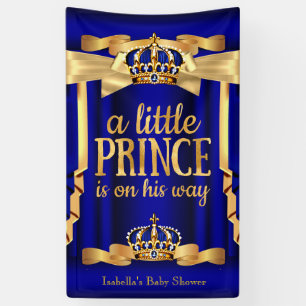 Royal Blue Faux Gold Foil Crown Baby shower Spandoek
