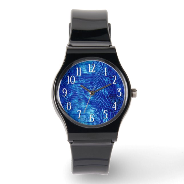 Royal Blue Faux Leather Horloge (Voorkant)