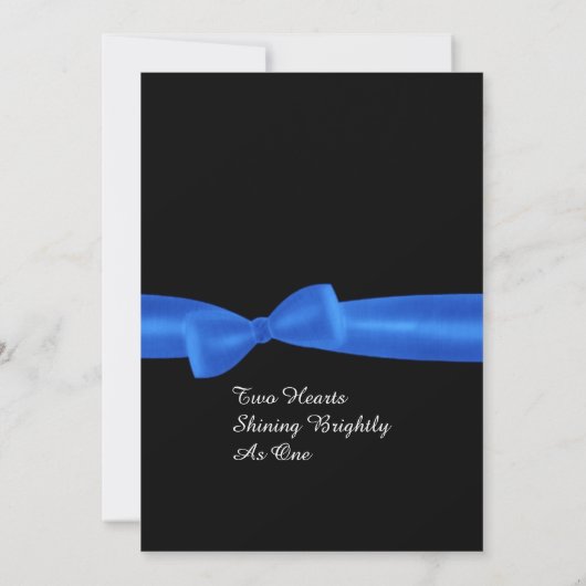 ROYAL BLUE Faux Satin Bow Black Elegant Weddenscha Kaart (Achterkant)