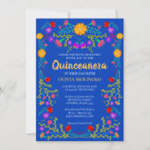 Royal Blue Fiesta Party Mexicaanse Quinceanera Kaart (Voorkant)
