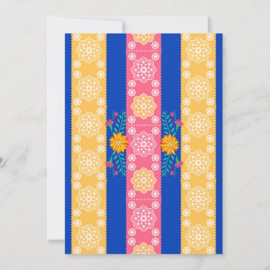 Royal Blue Fiesta Party Mexicaanse Quinceanera Kaart (Achterkant)