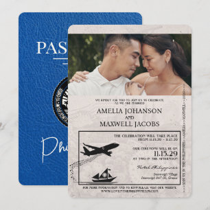 Royal Blue Filipijnen Passport Wedding Kaart