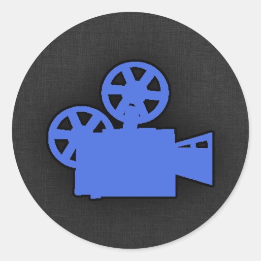 Royal Blue filmcamera Ronde Sticker (Voorkant)