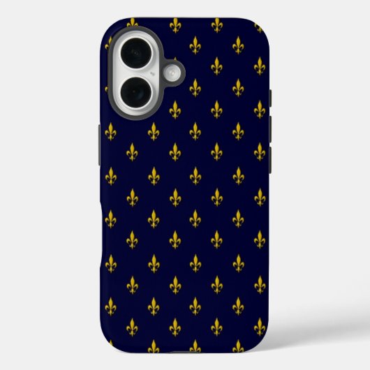Royal Blue Fleur De Lis Pattern Case-Mate iPhone Case (Achterkant)