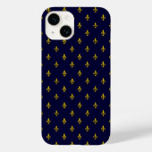 Royal Blue Fleur De Lis Pattern Case-Mate iPhone Case (Achterkant)