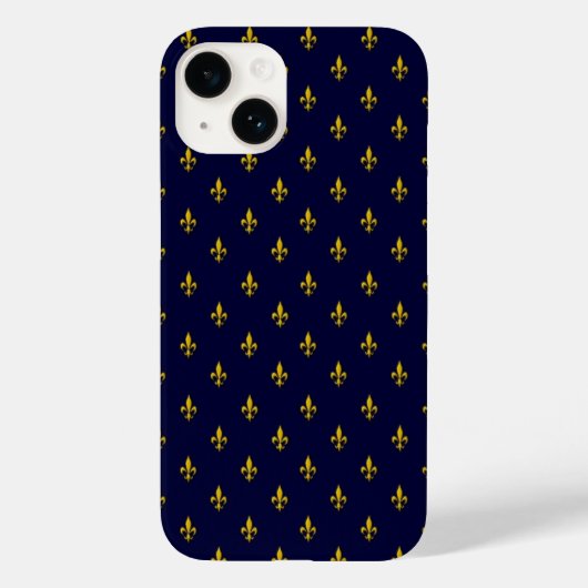 Royal Blue Fleur De Lis Pattern Case-Mate iPhone Case (Achterkant)