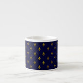 Royal Blue Fleur De Lis Pattern Espresso Kop (Voorkant)