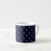Royal Blue Fleur De Lis Pattern Espresso Kop (Voorkant rechts)