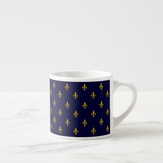Royal Blue Fleur De Lis Pattern Espresso Kop (Rechts)