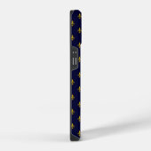 Royal Blue Fleur De Lis Pattern iPhone Hoesje (Rechterkant)