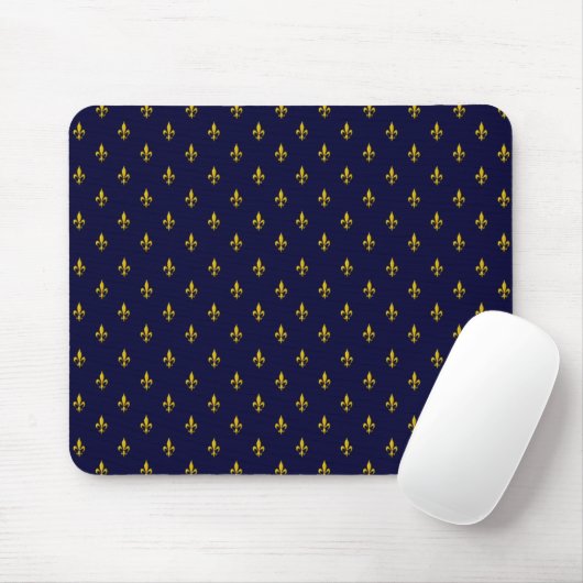 Royal Blue Fleur De Lis Pattern Muismat (Met muis)