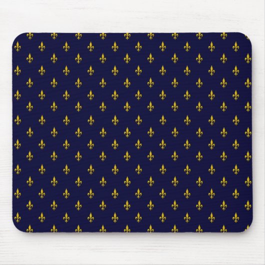 Royal Blue Fleur De Lis Pattern Muismat (Voorkant)