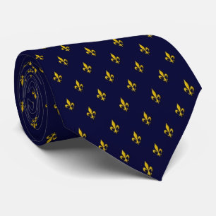 Royal Blue Fleur De Lis Pattern Stropdas