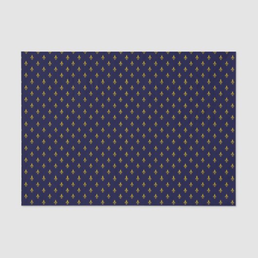 Royal Blue Fleur De Lis Pattern Tissuepapier (Voorkant)