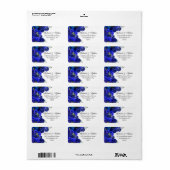 Royal Blue Floral Address Label (Full Sheet)