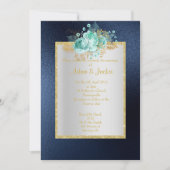 ROYAL BLUE Floral aqua ELEGANT CLASSY WEDDING Kaart (Voorkant)