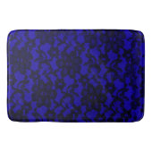 Royal Blue Floral Black Lace Bath Mat (Voorkant)