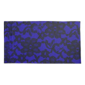 Royal Blue Floral Black Lace Pillowcase Kussensloop (Achterkant)