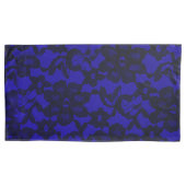 Royal Blue Floral Black Lace Pillowcase Kussensloop (Voorkant)