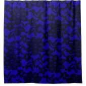 Royal Blue Floral Black Lace Showgordijn Douchegordijn (Voorkant)