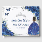 Royal Blue Floral Brown Princess QUINCEAÑERA XV Gastenboek (Voorkant)