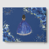 Royal Blue Floral Brown Princess QUINCEAÑERA XV Gastenboek (Achterkant)