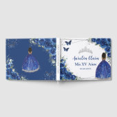 Royal Blue Floral Brown Princess QUINCEAÑERA XV Gastenboek (Volledig)