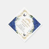 Royal Blue Floral Butterflies Gold Quinceañera 16 Servet (Hoek)