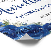 Royal Blue Floral Butterflies Quinceañera Welkom Poster (Hoek)