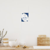 Royal Blue Floral Butterflies Quinceañera Welkom Poster (Keuken)