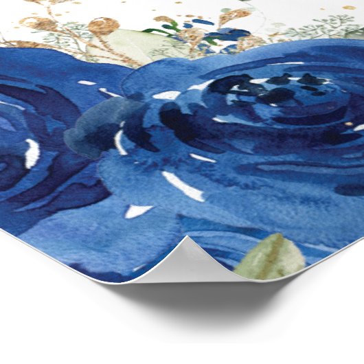 Royal Blue Floral Butterflies Quinceanera Welkom Poster (Hoek)