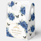 Royal Blue Floral Butterflies XV 16 Verjaardagsgev Bedankdoosjes (Open)
