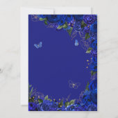 Royal Blue Floral Butterfly Elegant Quinceañera Kaart (Achterkant)