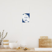 Royal Blue Floral Butterfly Quinceañera Kaart Gift Poster (Keuken)