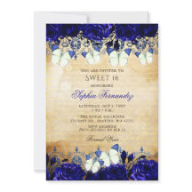  Royal Blue Floral Butterfly Sweet 16