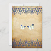 Royal Blue Floral Butterfly Sweet 16 Kaart (Achterkant)