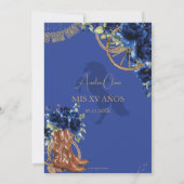 Royal Blue Floral Charro Cowgirl Quinceanera XV 15 Kaart (Achterkant)