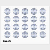 Royal Blue Floral en Silver 1,5" ronde Sticker (Vel)