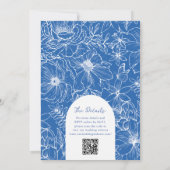 Royal Blue Floral Garden Arch RSVP QR Code Wedding Kaart (Achterkant)