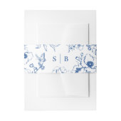 Royal Blue Floral Garden Monogram Wedding Uitnodigingen Wikkel (Voorkant Voorbeeld)