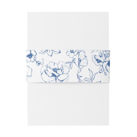 Royal Blue Floral Garden Monogram Wedding Uitnodigingen Wikkel (Achterkant Voorbeeld)