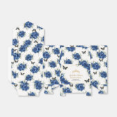 Royal Blue Floral Gold Quinceañera 16 Vlinders Bedankdoosjes (Uitgevouwen)