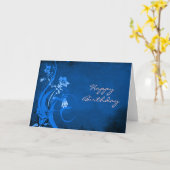 Royal Blue Floral Happy Birthday Kaart (Gele Bloem)