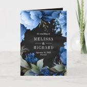Royal Blue Floral Mason Jar QR Code Black Wedding (Voorkant)